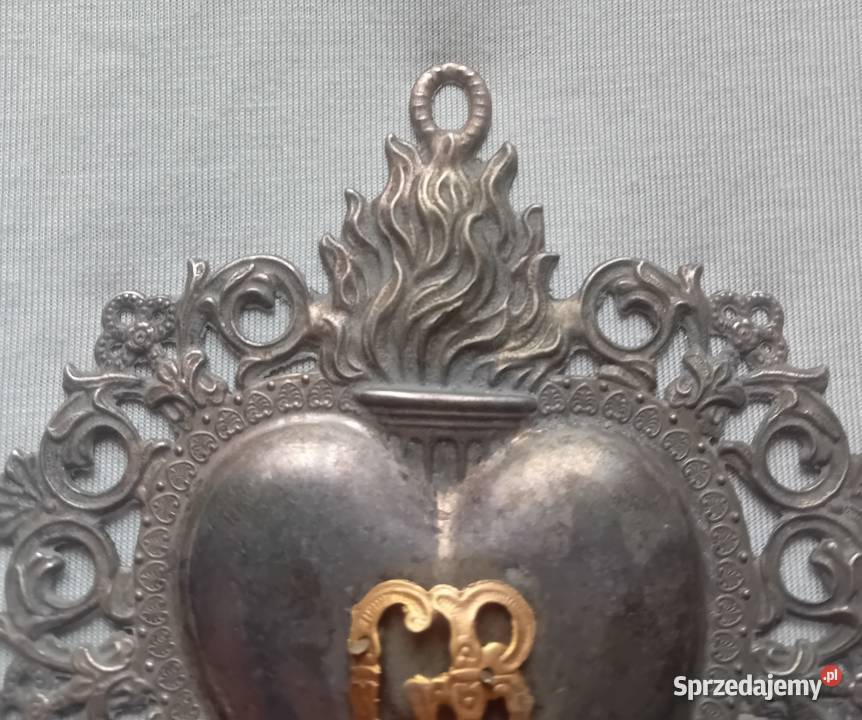 Exvoto serce wotywne platerowane przełom XIX i Koźminek