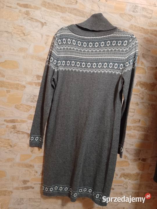 2XL3XL 4446 Szara sukienka zimowa z golfem z Spódnice i sukienki
