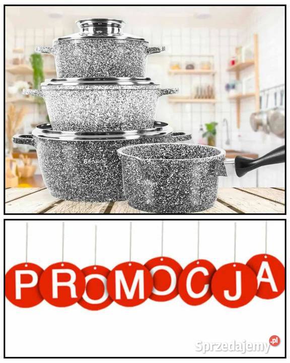 PROMOCJA 159 Garnki marmurkowe z rondlem czarne Garnki i szybkowary Garnki i szybkowary Zabrze