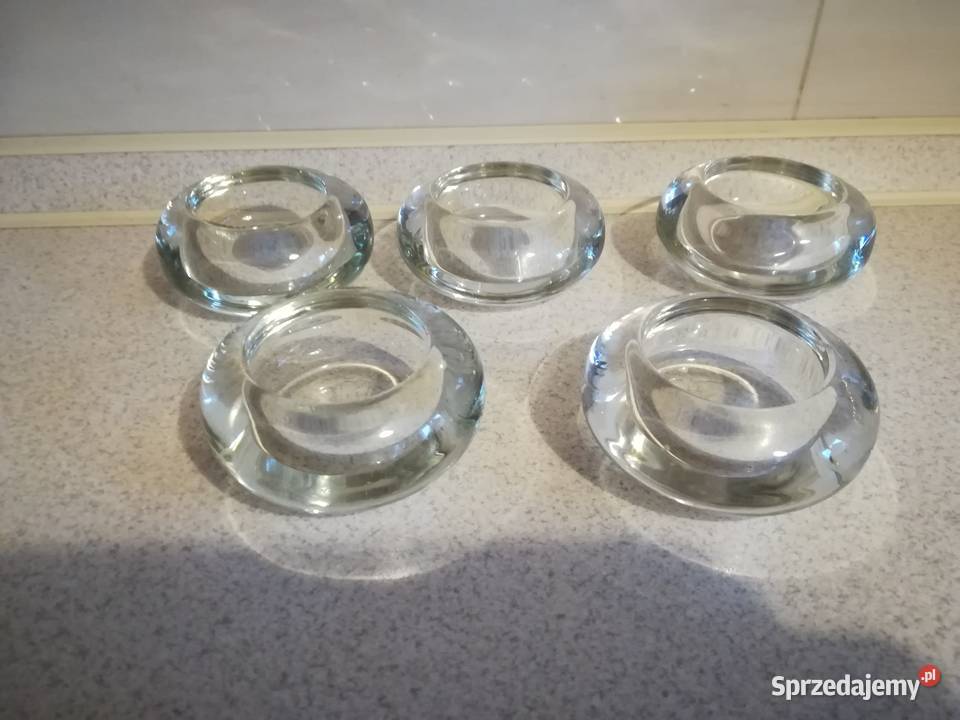 szklane przepiękne świeczniki 5 sztuk przezroczysty pomorskie Gdańsk