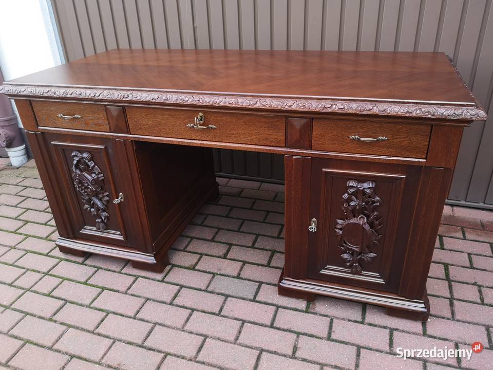 Biurko Dębowe Rozbieralne Jednostronne Stare Swarzędz