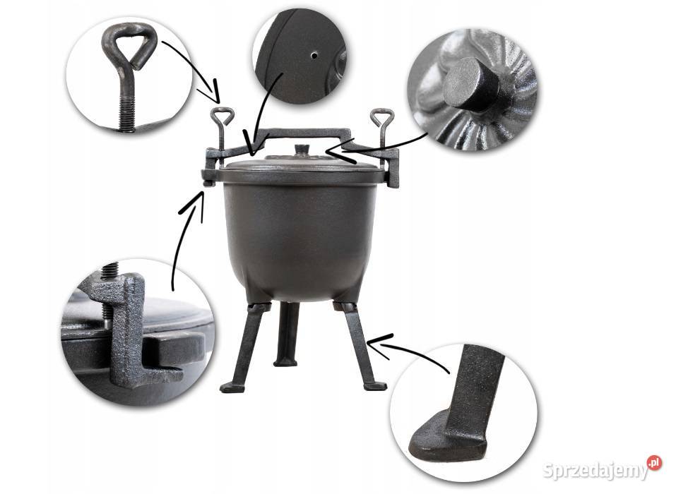 KOCIOŁEK ŻELIWNY GARNEK MYŚLIWSKI EMALIOWANY 4L Kociołki Skawina