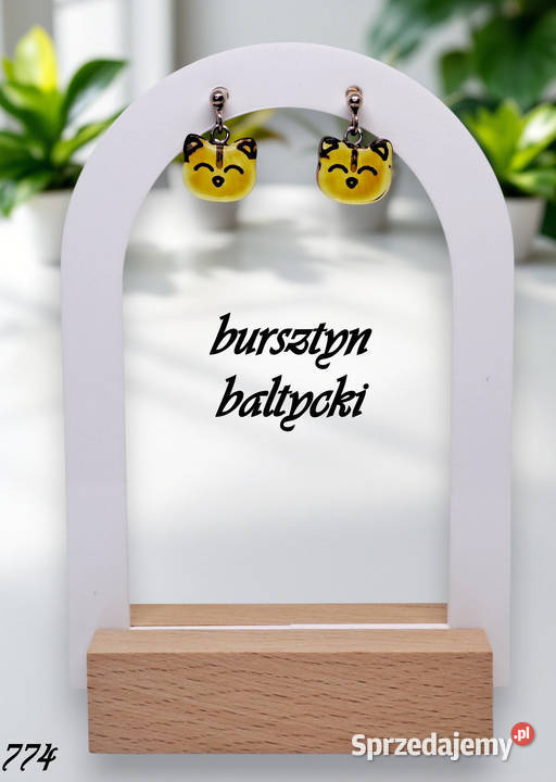 Kolczyki z BURSZTYNU bursztyn bałtycki rzeźbione Warszawa