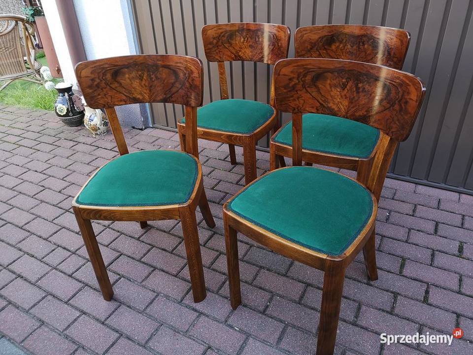 Krzesła ARTDECO Orzech Stare Antyk Komplet 4 Swarzędz