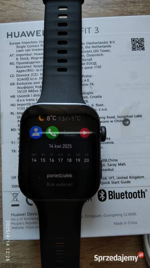 Smartwatch Huawei Watch Fit 3 Czarny Radom