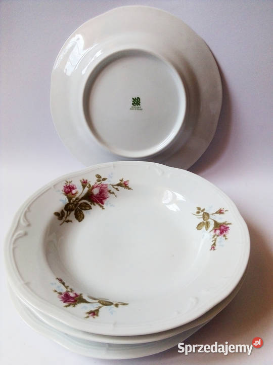 2 x talerze obiadowe z różą porcelana Włocławek