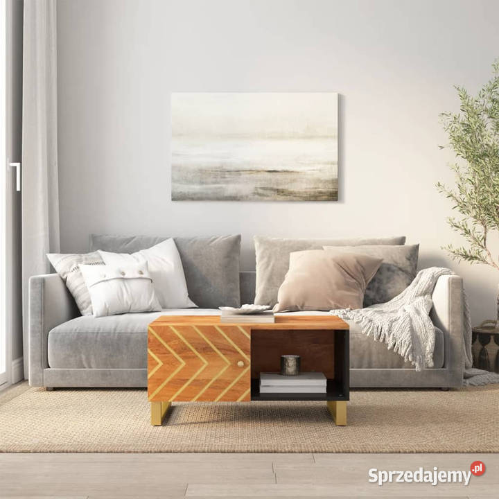 Stolik kawowy brązowoczarny 80x50x40 lite drewno Stoły Warszawa