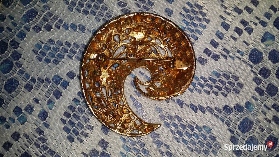 Stara broszka rogalik z perełkami małopolskie Ochojno