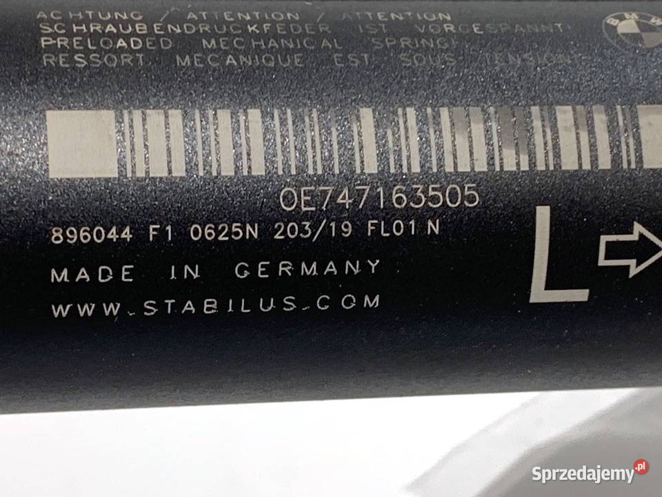 SIŁOWNIK TELESKOP KLAPY LEWY BMW F39 7471635 15 Motoryzacja sprzedam