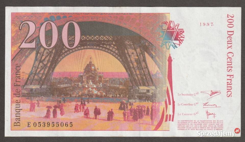 Francja 200 franków 1997 Gustaw Eiffel stan 2 Łódź