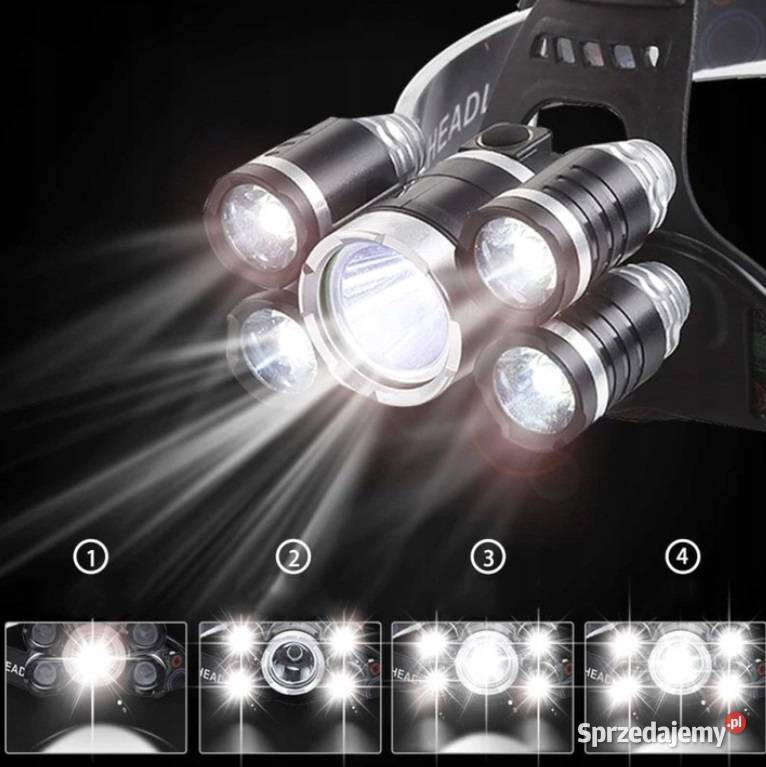 MOCNA LATARKA CZOŁOWA 5x LED CREE XML T6 Rzeszów