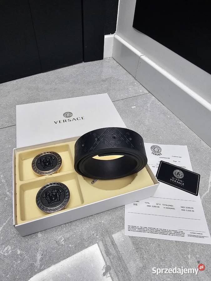 Versace pasek 2 klamry skóra