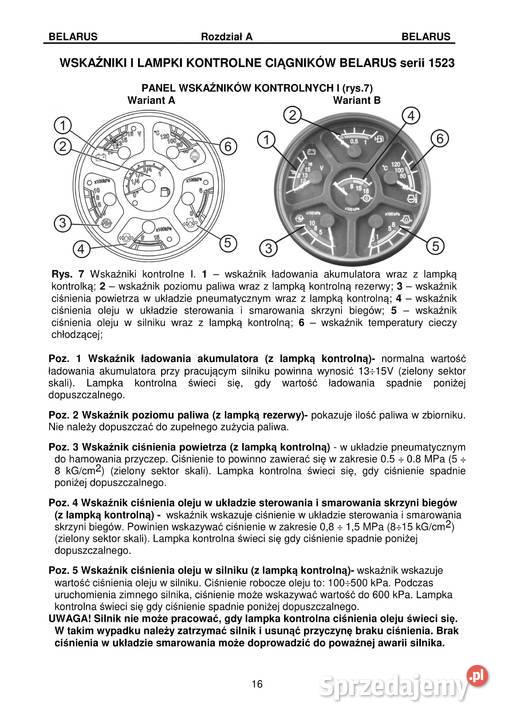 BELARUS MTZ 1523 I POCHODNE instrukcja obsługi Stalowa Wola