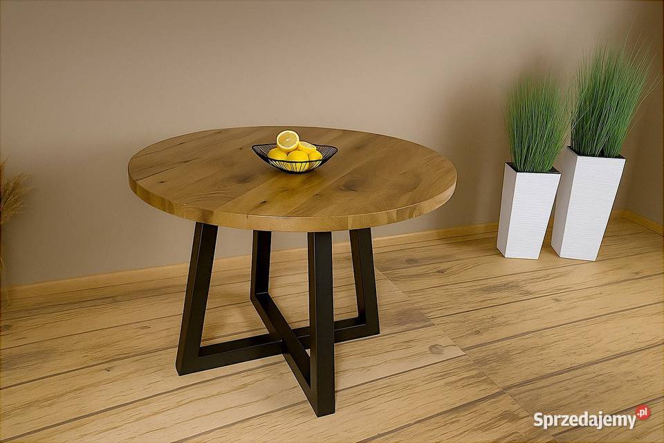 Stół Dębowy Okrągły LOFT 100 Lite Drewno Różne 77cm