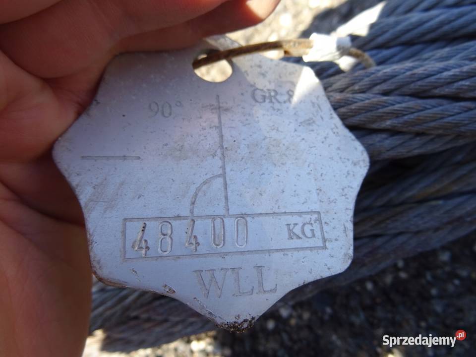 ZAWIESIE LINOWE LINA STALOWA PLECIONA 48TON 12m sprzedam