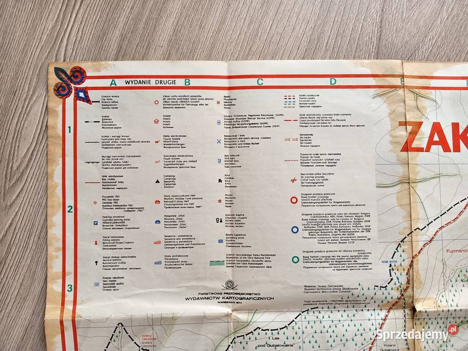 Plan Zakopanego Plan Miasta Zakopane PRL Kraków