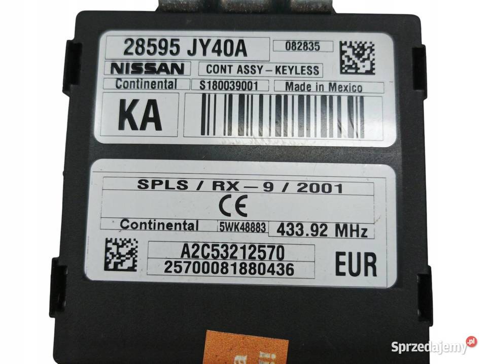 MODUŁ ANTENY KEYLESS ZESTAW 28595JY40A Rok produkcji 2008 świętokrzyskie