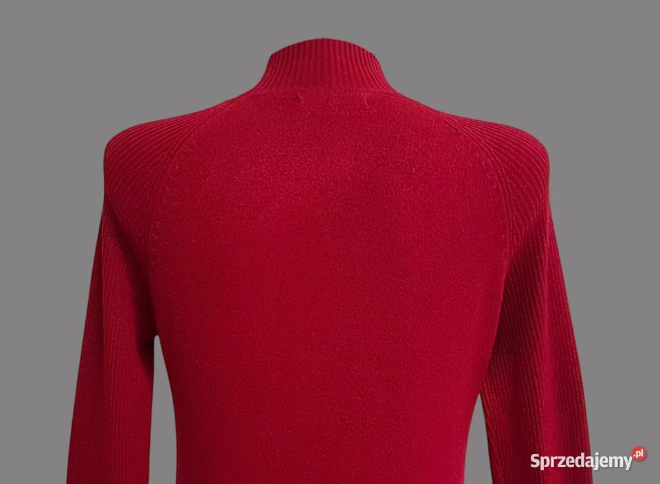 Damski klasyczny półgolf czerwony prążkowany z czerwony Chrzanów