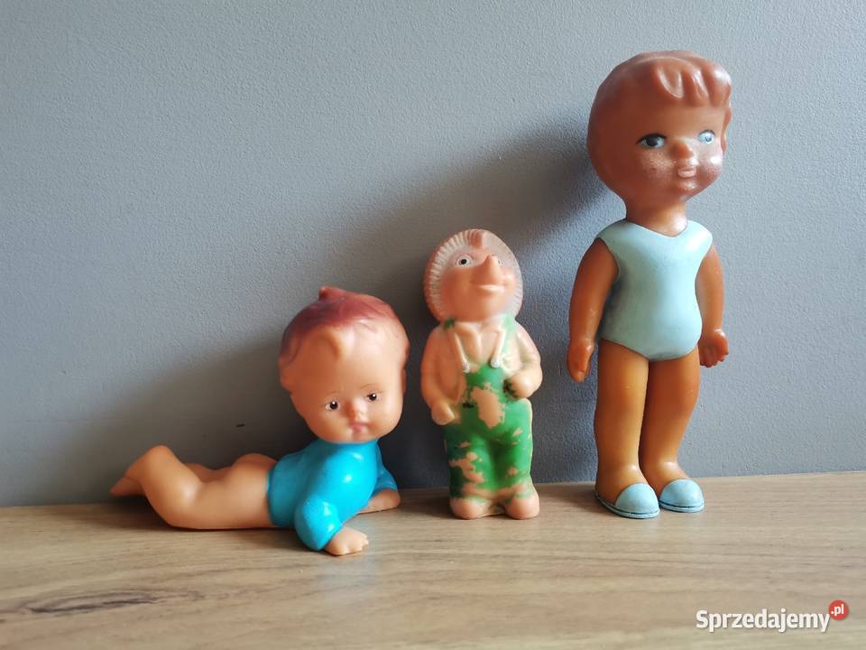 Stare gumowe zabawki lalki PRL 3 sztuki Antyki Siemianowice Śląskie sprzedam