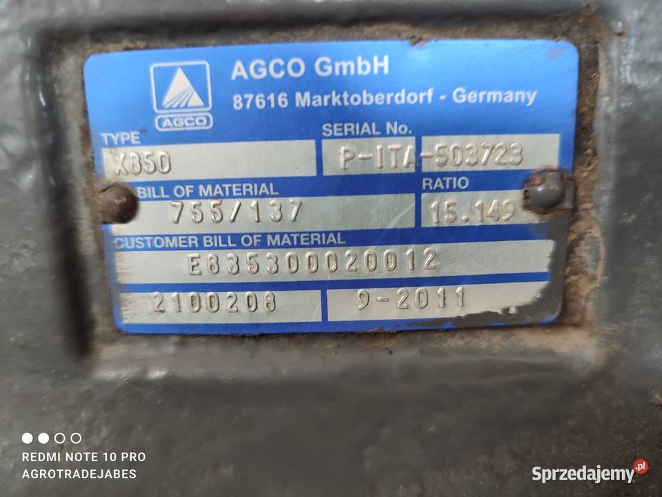Most napędowy AGCO 2100208 Fendt 936 Vario Pozostałe Wilkowo sprzedam