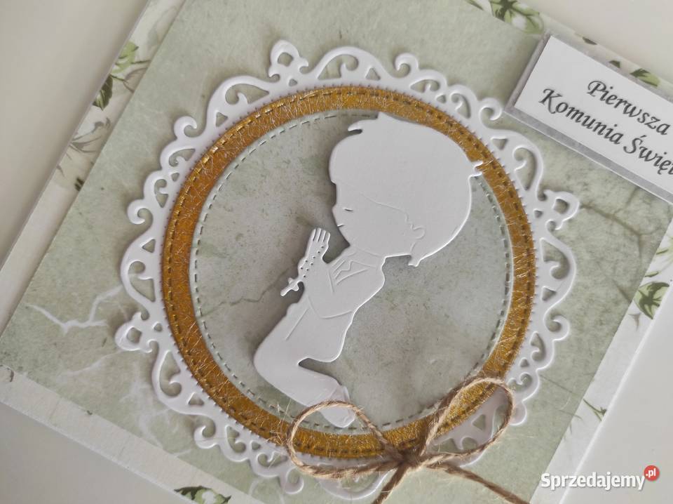 Kartka ręcznie robiona Komunia Święta chłopiec Łódź