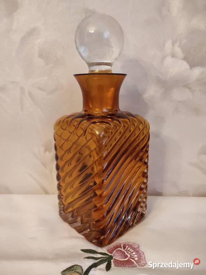 Karafka kryształowa grube miodowe szkło NOWA