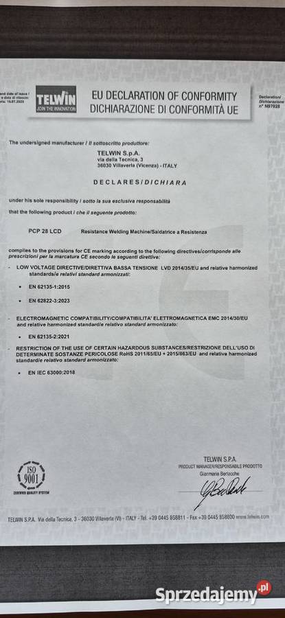 zgrzewarka punktowa TELWIN PCP 28 LCD 400 V z Piotrowice