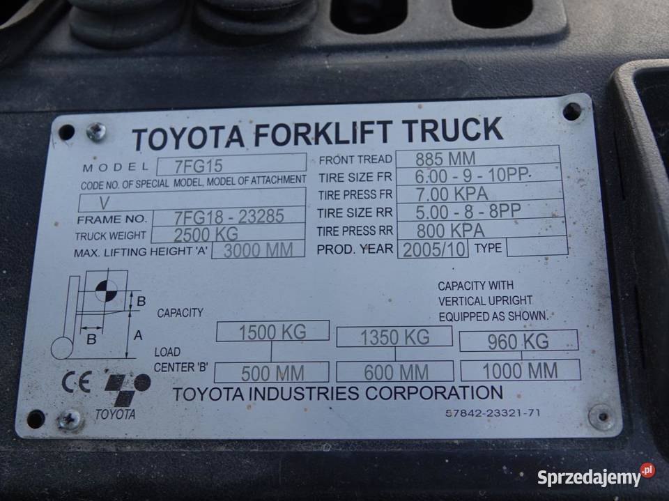 Wózek widłowy unoszący Toyota Geneo 7FG15 Łosice