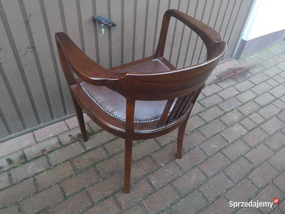 Stary Fotel Krzesło Dębowy Gabinetowy Secesja Swarzędz