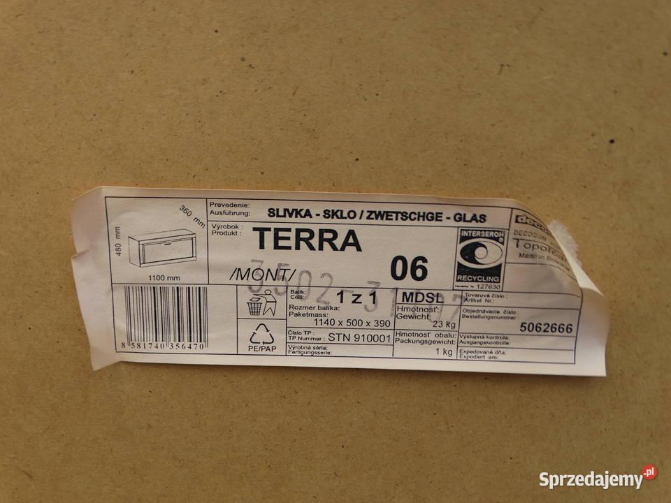 Wisząca witryna szklana półka 48cm