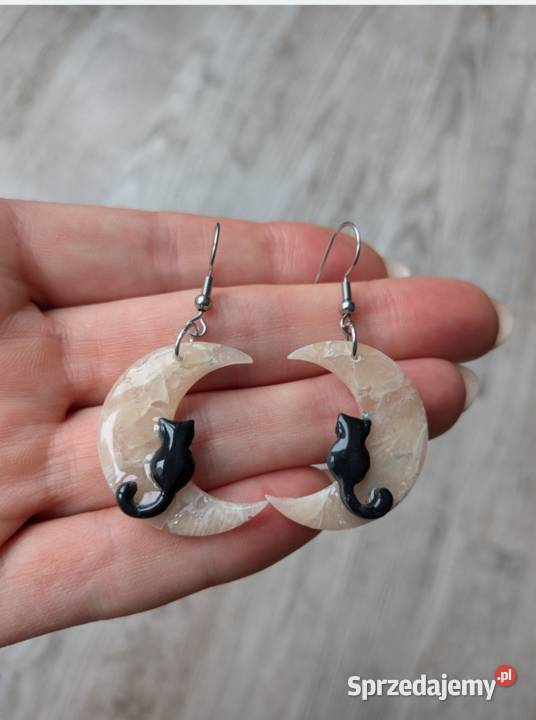 Kolczyki handmade kot na księżycu Łódź