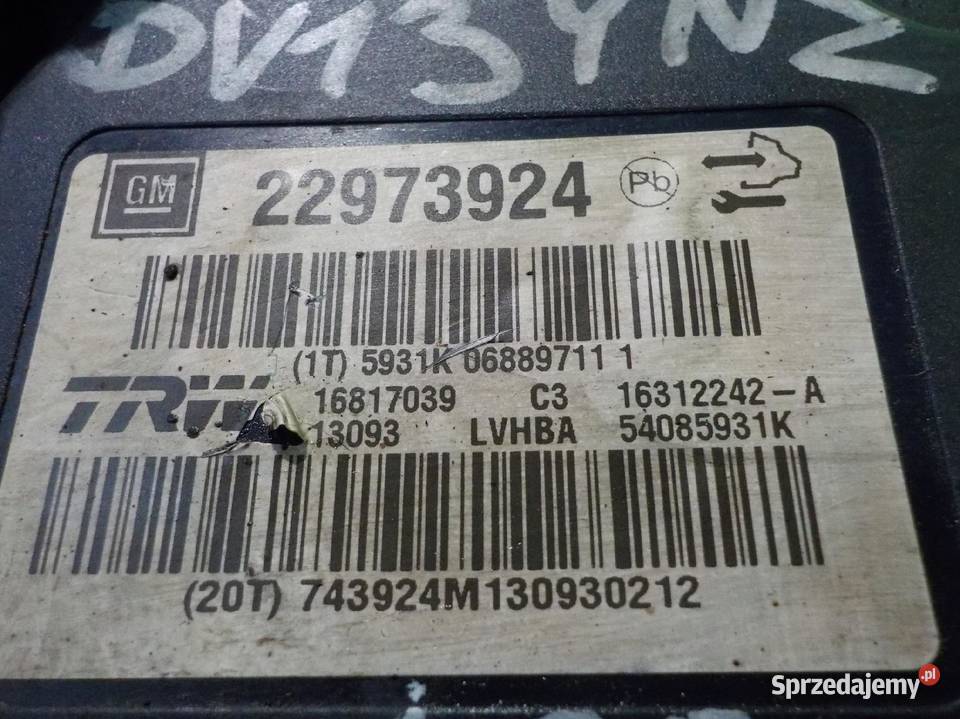 OPEL INSIGNIA A I 18 B 13r 5D pompa ABS 22973924 Suków