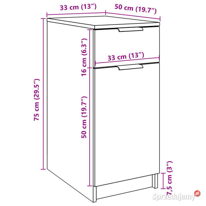 Szafka biurkowa stare drewno 33x50x75 WM856997 Dom i Ogród