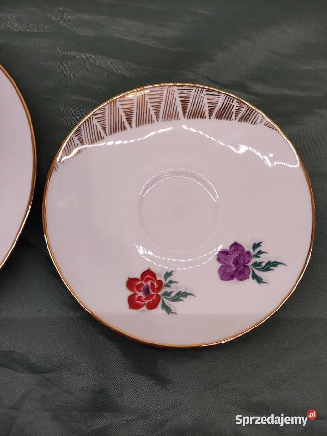 Filiżanka ze spodkiem i talerzykiem porcelana Głuchołazy