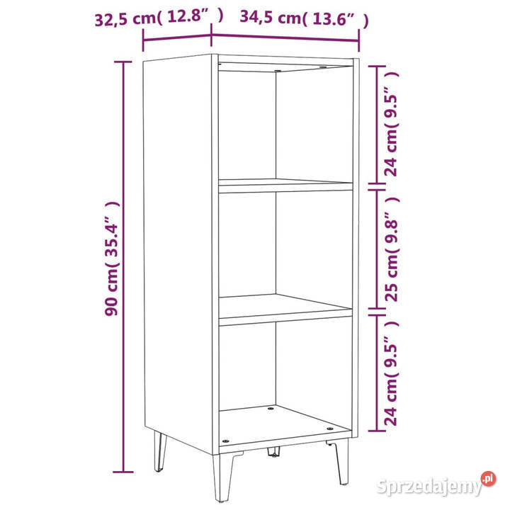 Szafka brązowy dąb 345x325x90 materiał
