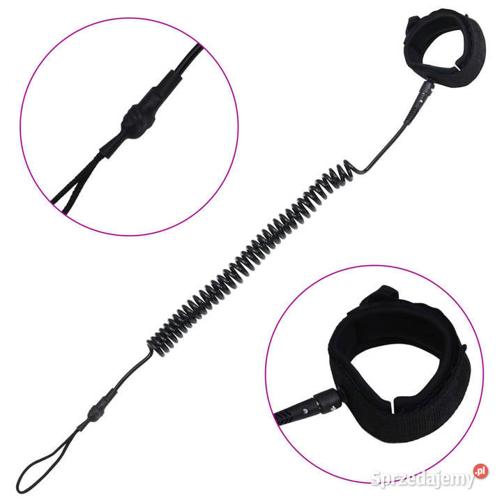 Spiralna smycz do deski SUP czarna 10 WM92205 Warszawa