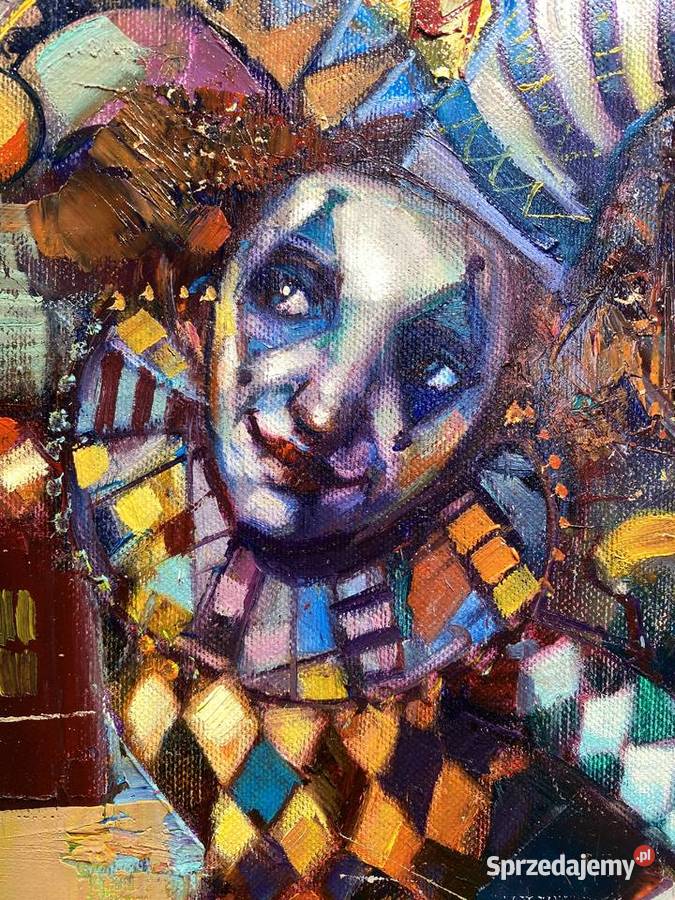 Pitsko Giennadij Cyrk przyjechał 80x70 obraz Antyki, Sztuka, Kolekcje pomorskie Rumia