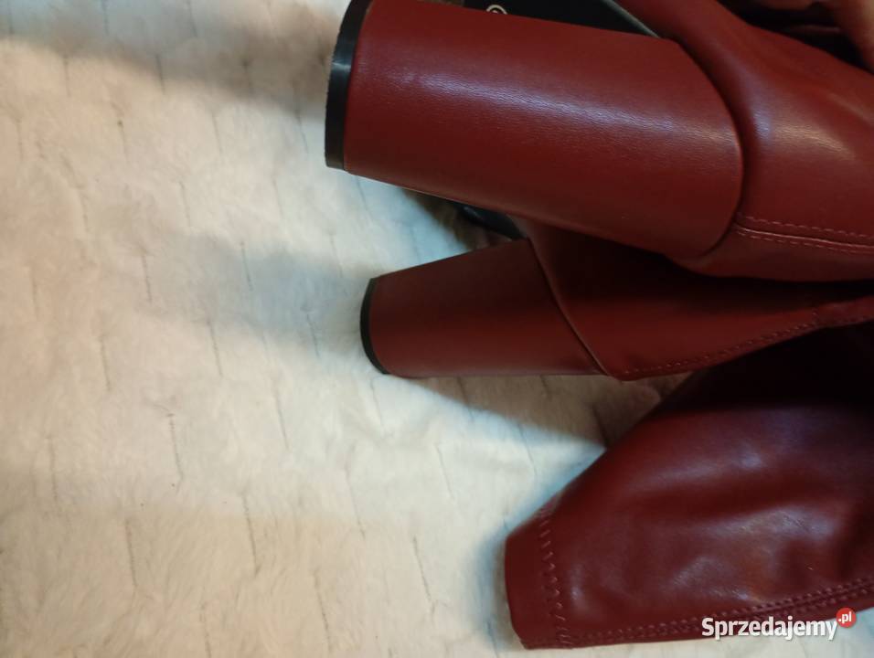 41 Bordowe czerwone Kozaki wieczorowe NOWE 26cm Kozaki