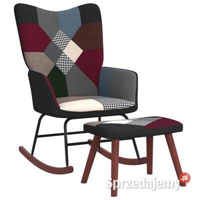 vidaXL Fotel bujany z podnóżkiem, patchworkowy, obity tkanin