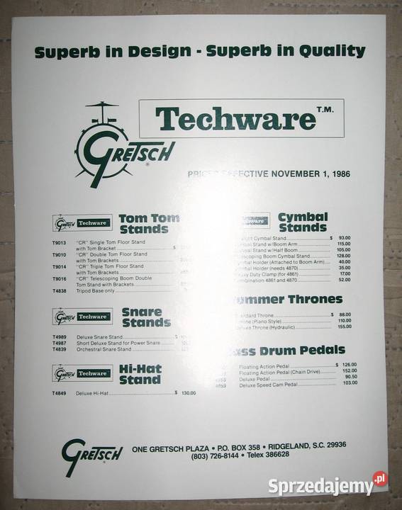 GRETSCH Drums PosterCatalog list and flyers lot Kultura i Rozrywka Kępice