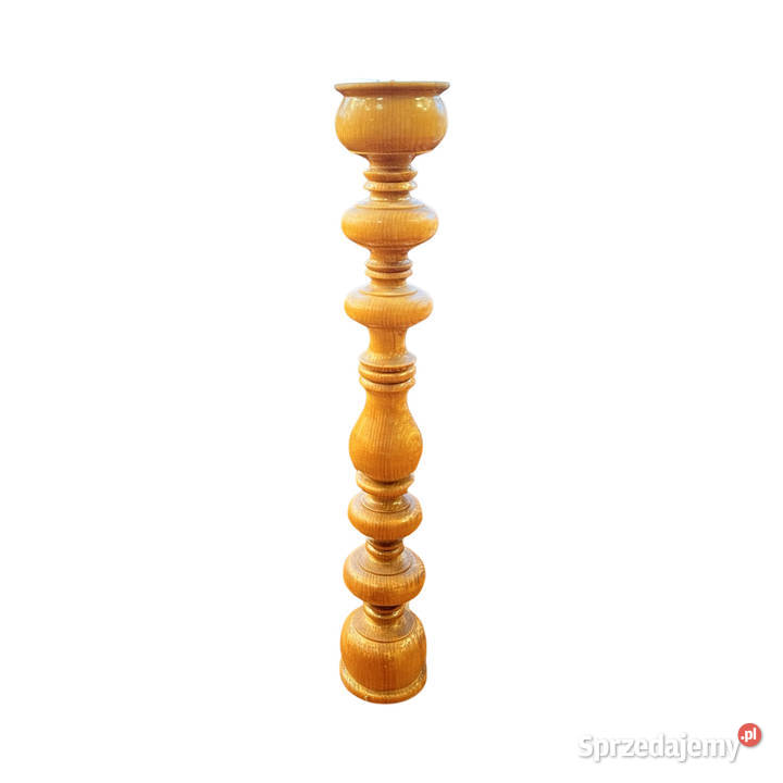 Wielki drewniany toczony świecznik Belgia lata Warszawa sprzedam