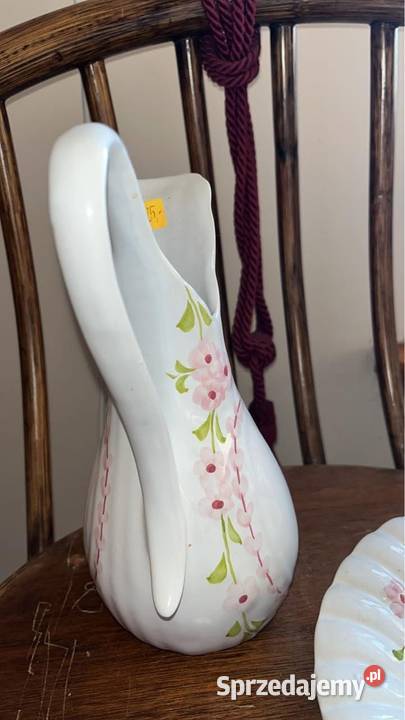 Misa i dzbanek Biała gruba porcelana z bukietem Gdańsk