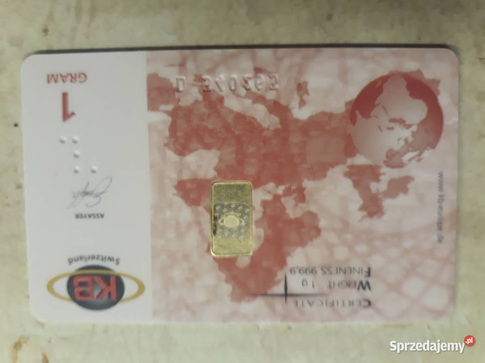 SZTABKA 1 GRAM Au złoto 9999 Kraków