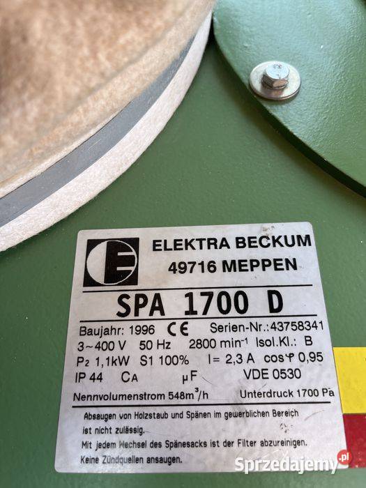 Odciąg Elektra Beckum 11kW 2800obrmin 400V Multiszlifierki