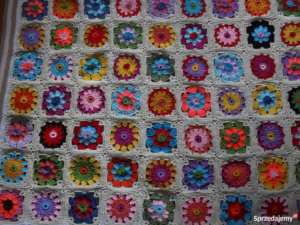 Narzuta koc pled szydełkowy patchwork rękodzieło kujawsko-pomorskie Grudziądz