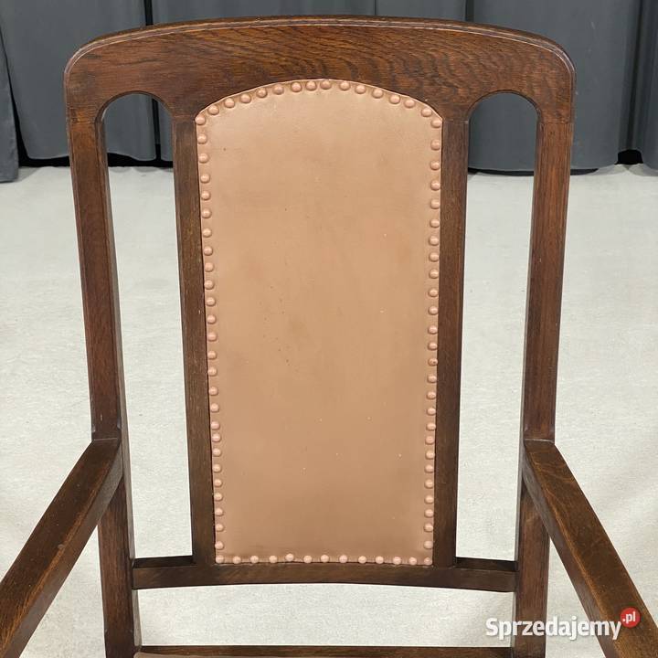 Stylowy fotel dębowy ze skórą elegancki