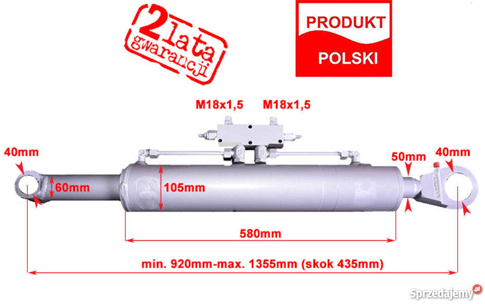 SIŁOWNIK HYDRAULICZNY TŁOK SKOK 435 mm AGREGAT Solec Kujawski