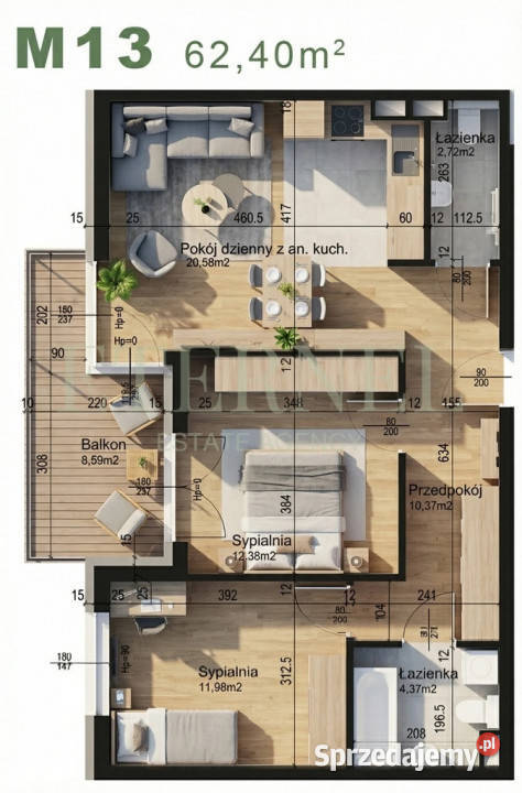 Wyjątkowe mieszkanie 3pokojowe 6240m2 Czyżyny Kraków
