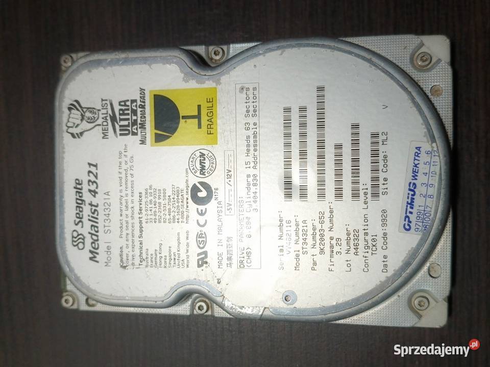 SEAGATE MEDALIST 4321 43GB 54K ATA 35 ST34321A Włocławek