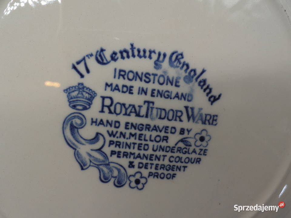 Angielskie dwa talerze Royal Tudor Ware 17th Porcelana i szkło Raszków